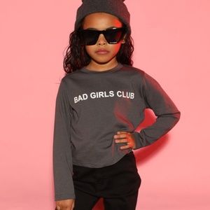 Fashion Nova Mini Join The Club Long Sleeve Tee - Charcoal- Size 6